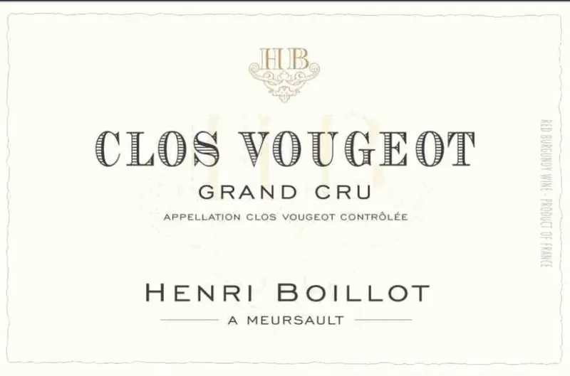 Etikett von Clos Vougeot Boillot