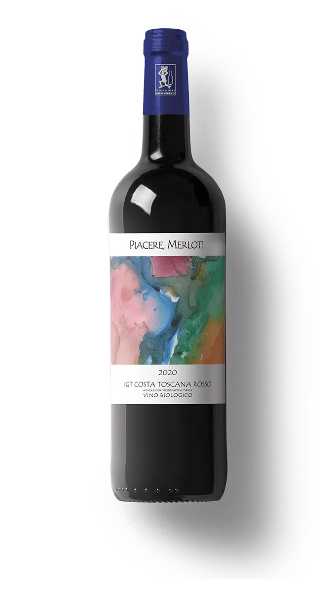 Etikett von Piacere, Merlot!