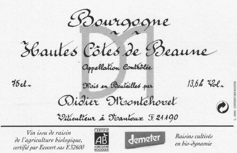 Etikett von Hautes Côtes de Beaune Blanc
