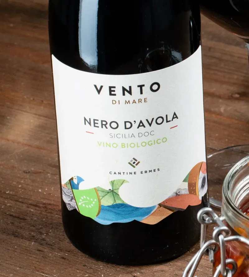 Etikett von Vento di Mare Nero d'Avola Bio